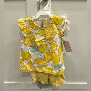 Carter's 3 Piece Set - Yellow Lemon Print Baby Romper and Onesie - 12M NWT